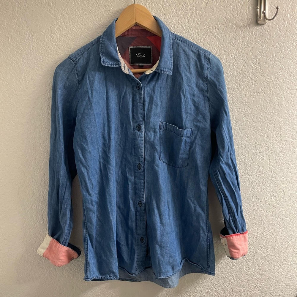 Rails denim button down top